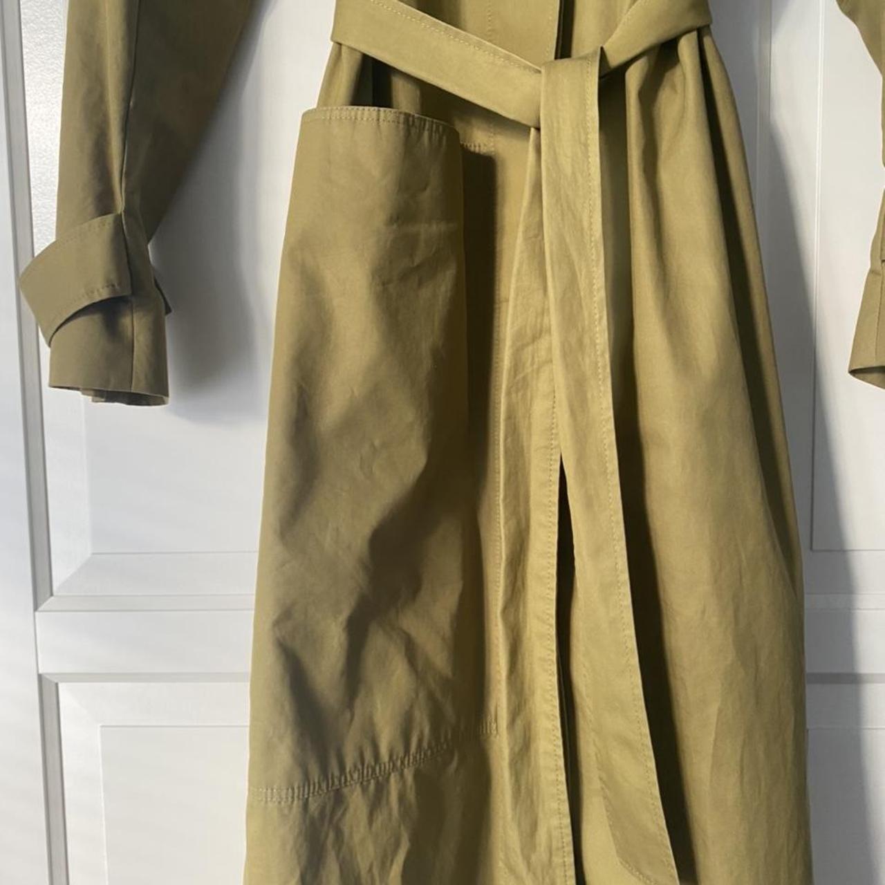 COS olive green unlined trench coat, hardly worn, in... - Depop