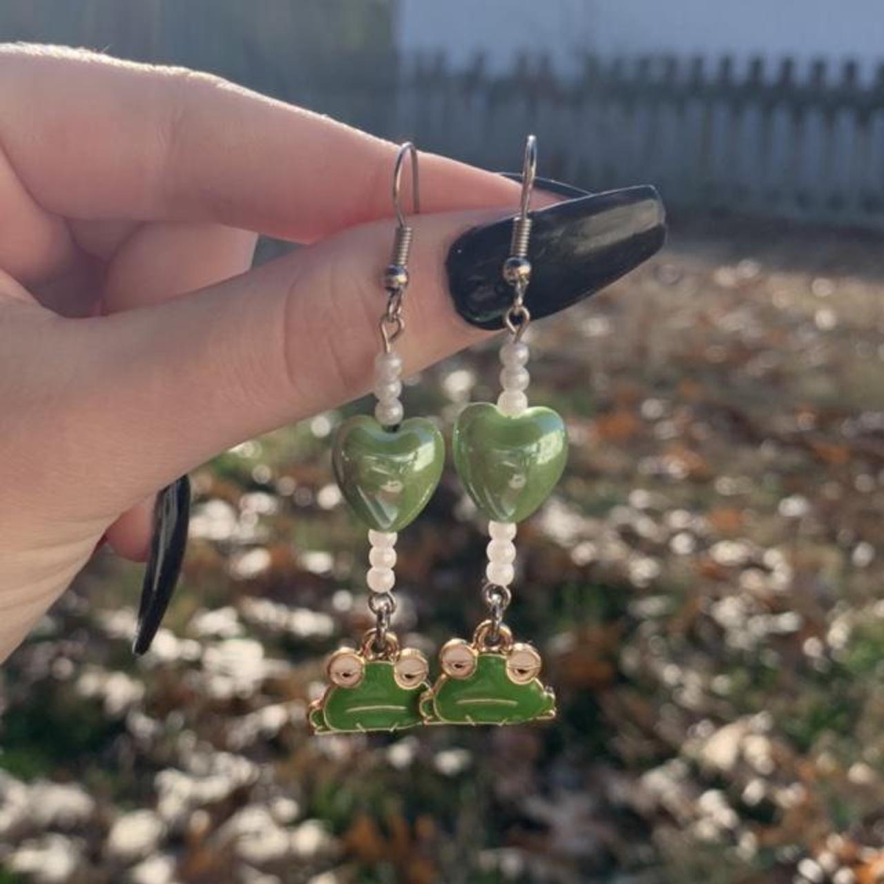 Product Image 1 - The froggy heartache earrings! 🦋

Handmade