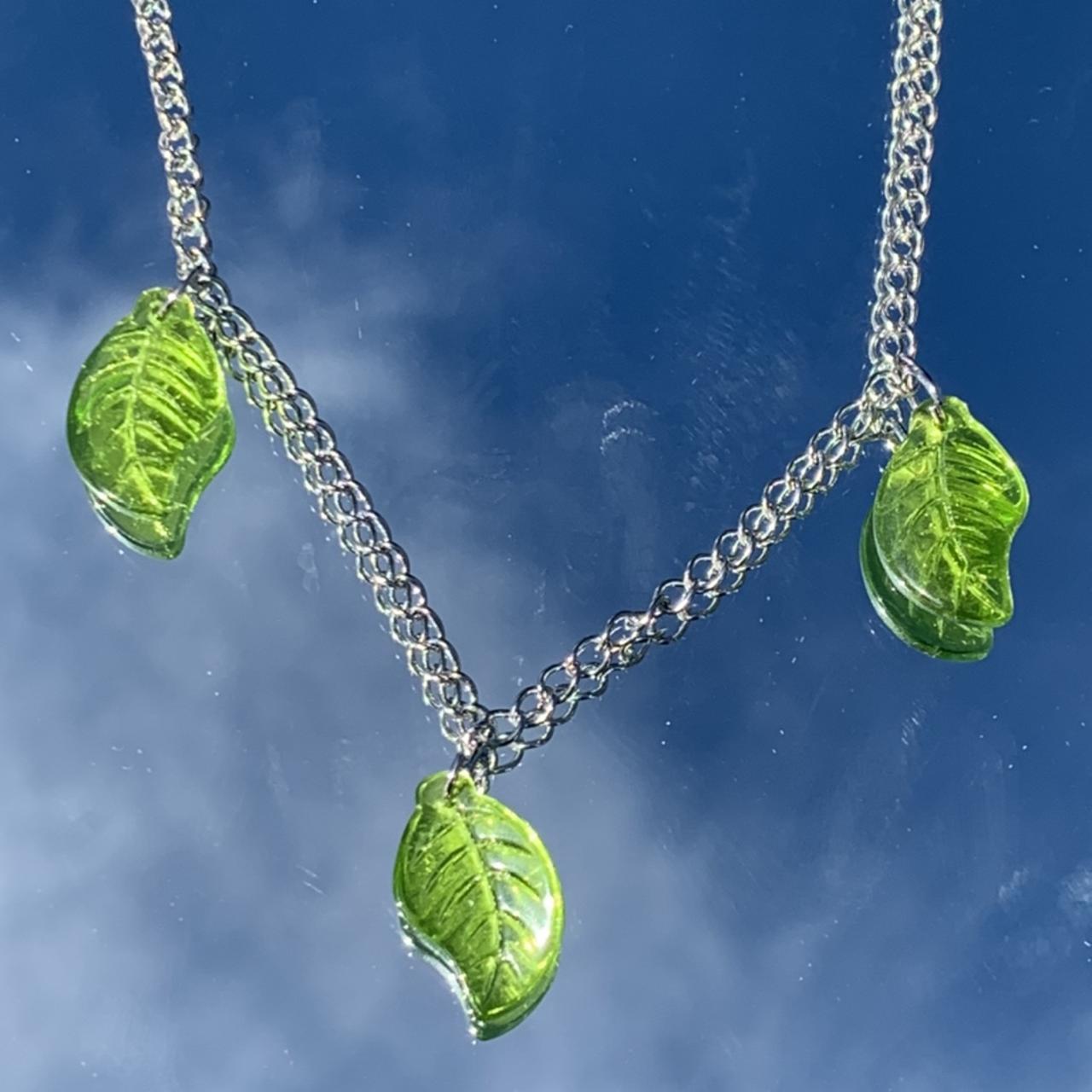 Women's Silver and Green Jewellery Depop