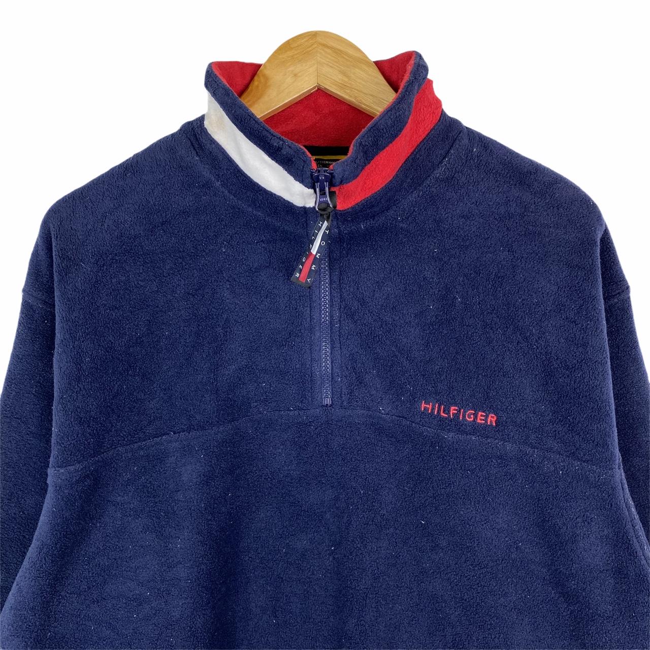 Vintage Tommy Hilfiger Small Logo Embroidered Fleece... - Depop