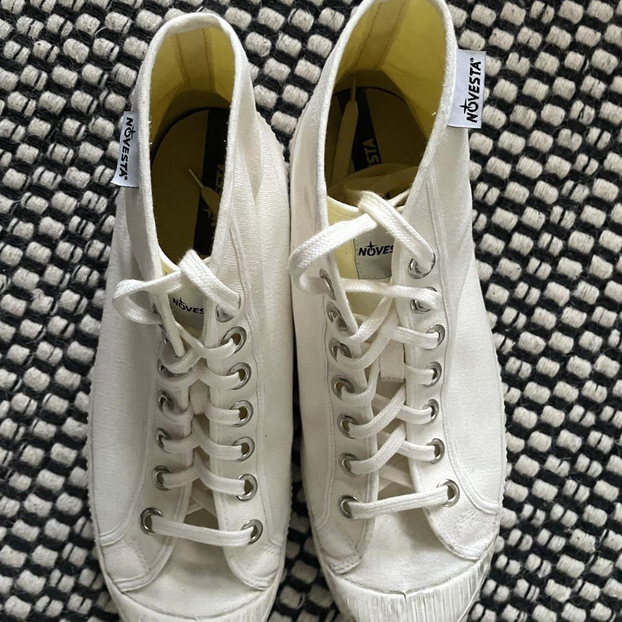 A pair of worn once white #novesta #hightops. These... - Depop