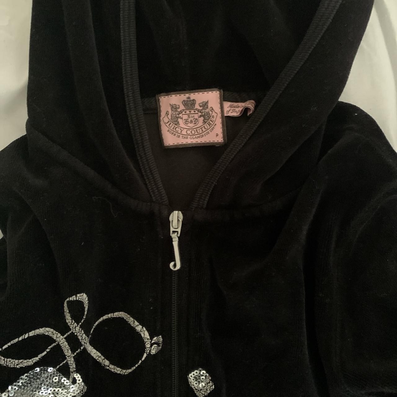 black sequin zip tracksuit top ♡ size p (petite)... - Depop