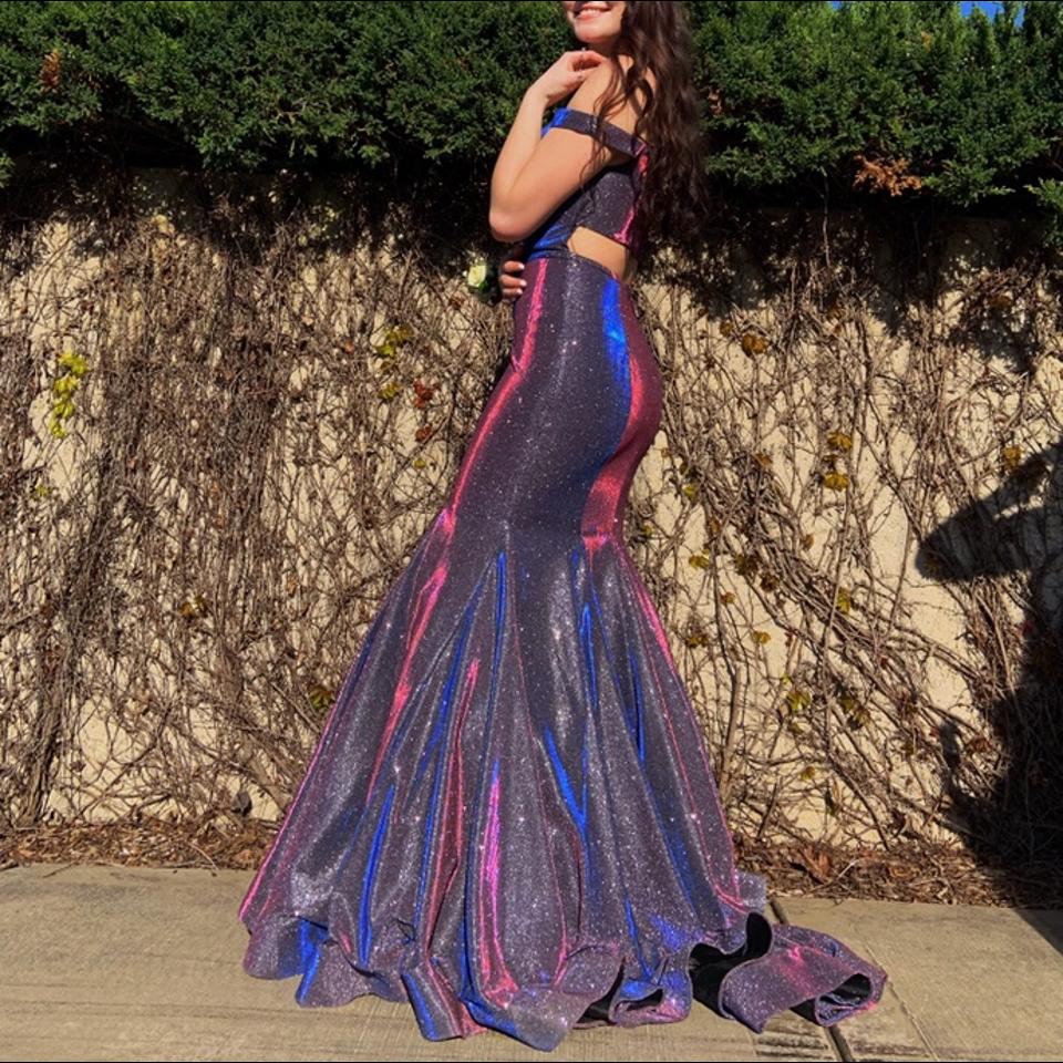 gorgeous multi chrome sparkly mermaid prom dress Depop