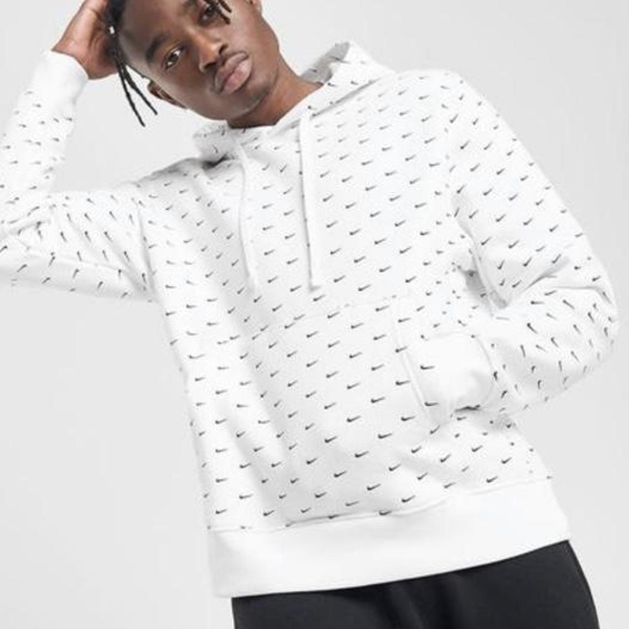 nike all over swoosh hoodie white