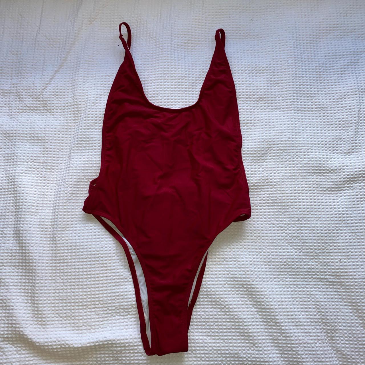 TJ swim dark red one piece, great, thick material ️... - Depop