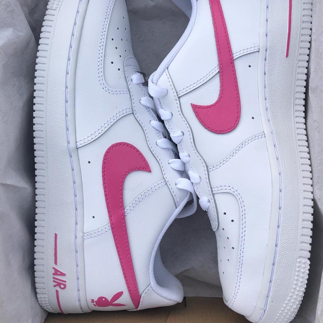 Pink Playboy Nike Air Force 1 Customs 📦Free UK... - Depop