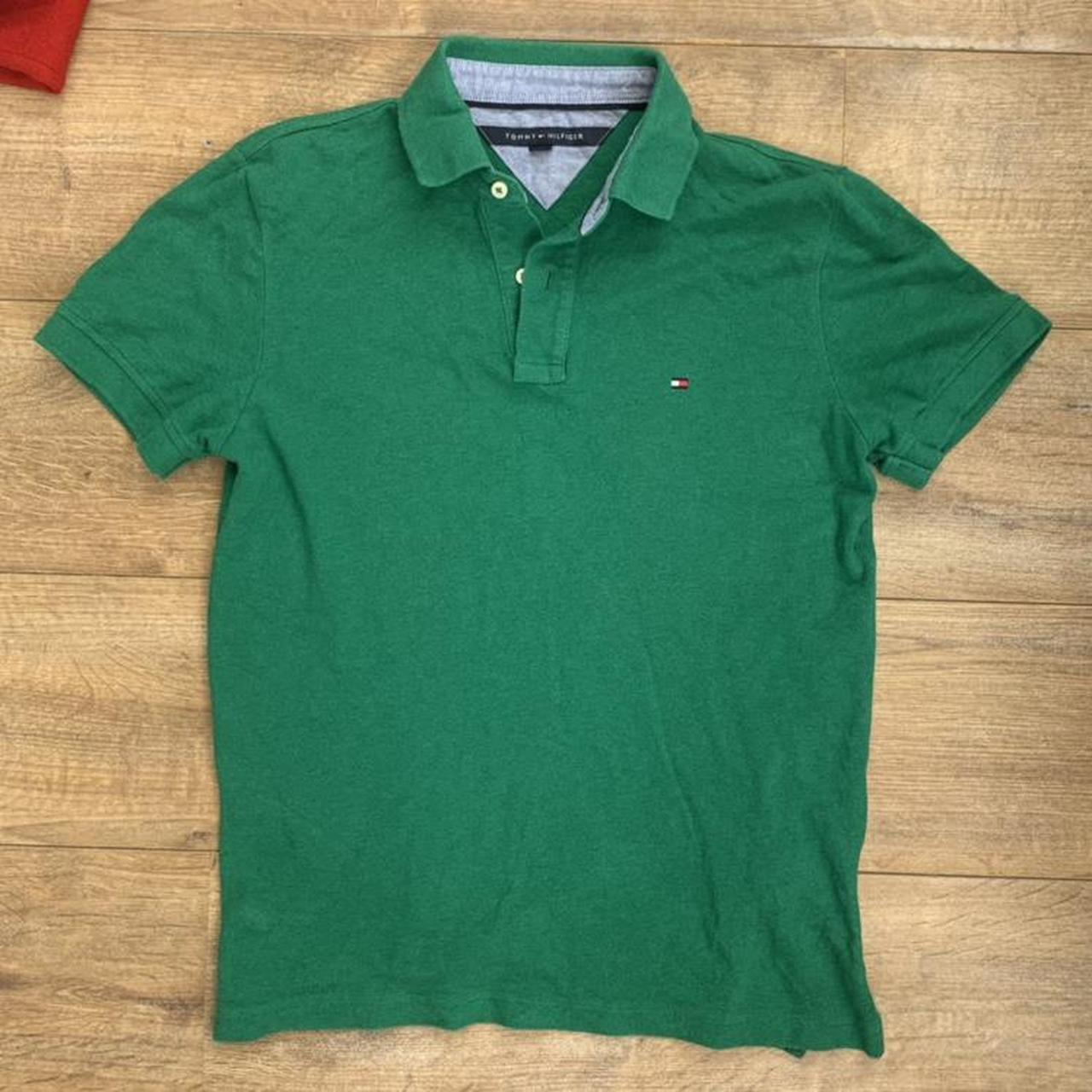 Forest green Tommy Hilfiger polo shirt Small but... - Depop