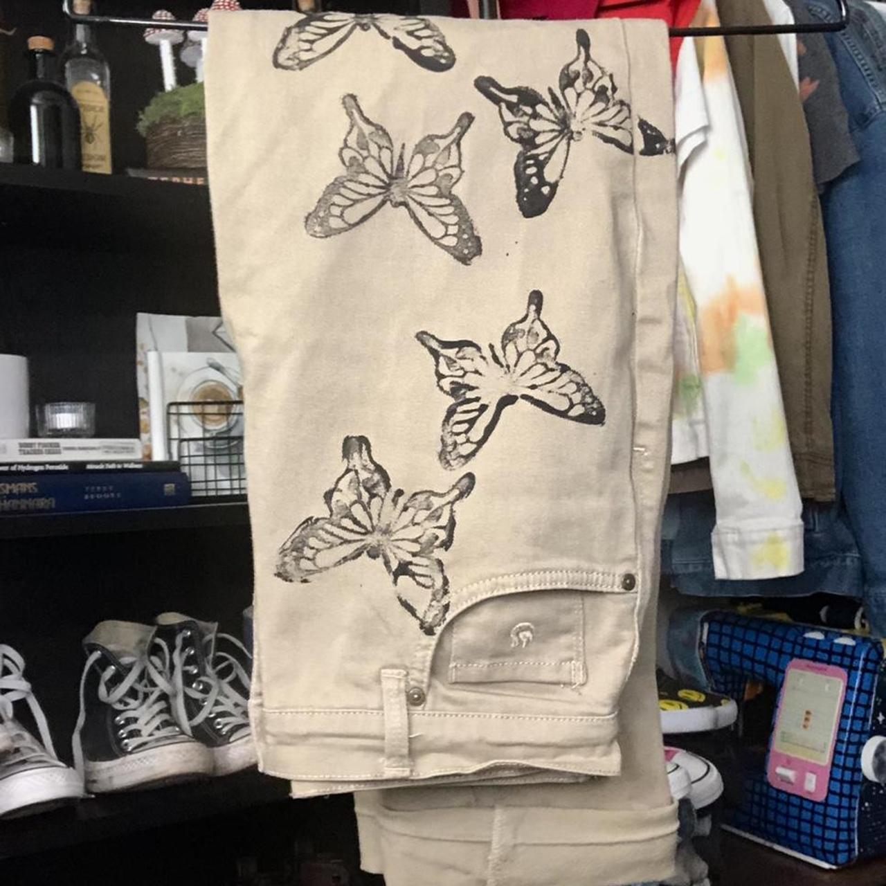 painted butterfly jeans