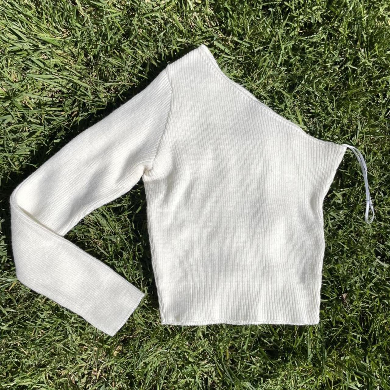 One shoulder white knitted top from SAW IT FIRST. In... - Depop