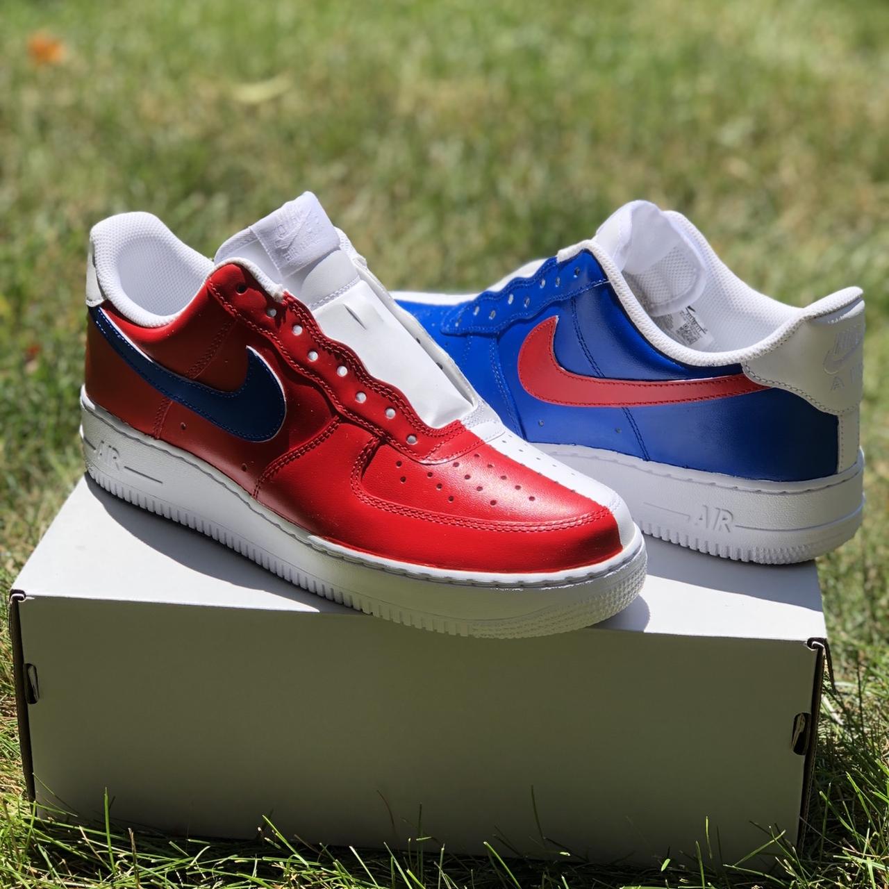 Air force 1s outlet blue and red