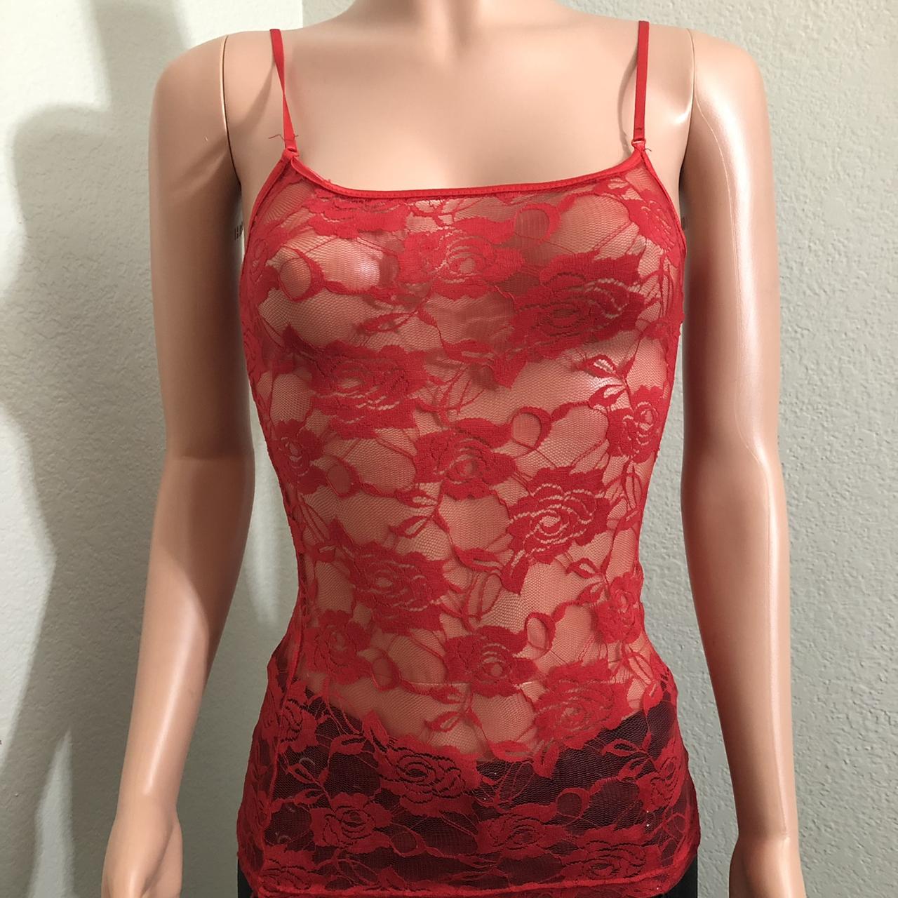 Sheer Lace Tank Top Depop