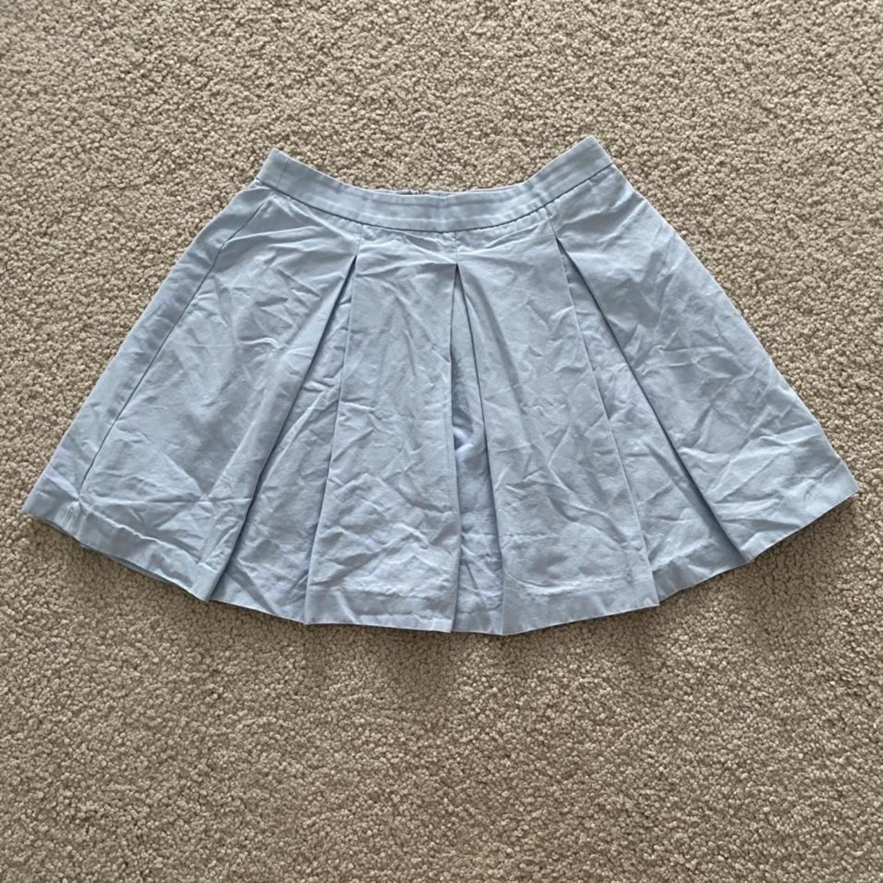 Cute uniqlo baby blue pleated skirt (probably needs... - Depop