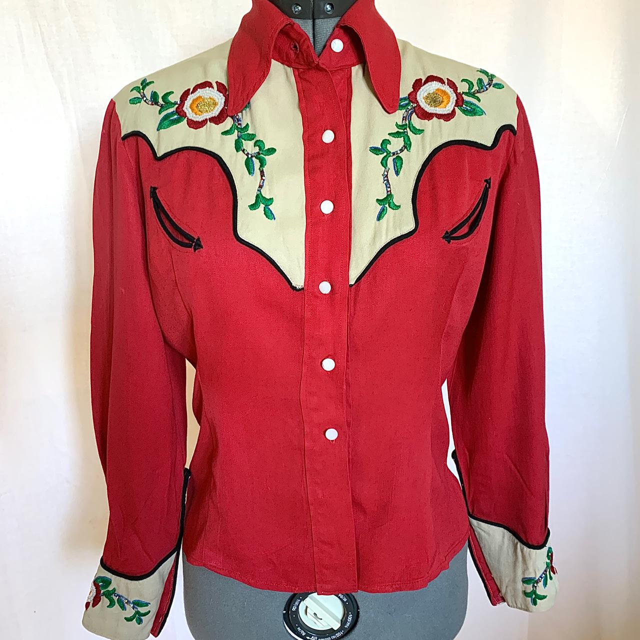 Vintage Blouse // 50s Western Shirt - AMAZING... - Depop