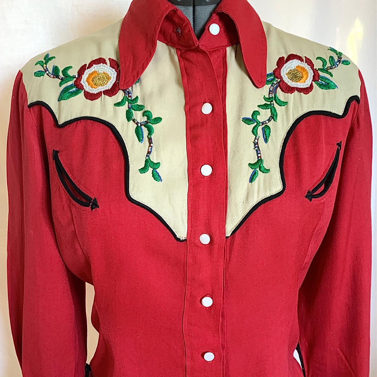 Vintage Blouse // 50s Western Shirt - AMAZING... - Depop