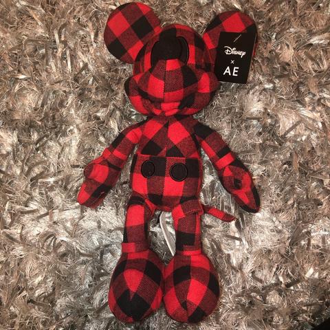 Disney X AE Mickey Mouse American Eagle Special Edition Plush RED PLAID &  Brown