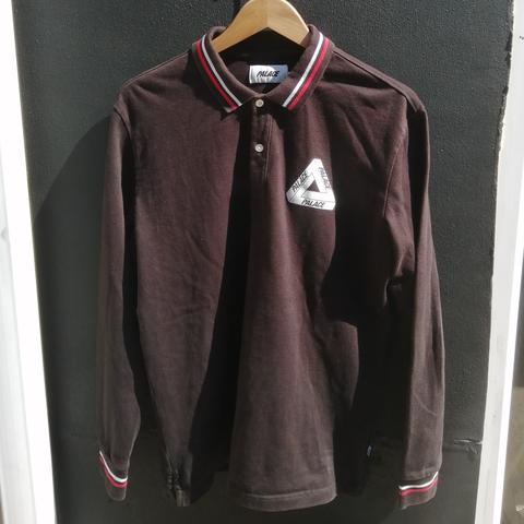 Mens black palace tri long sleeve polo shirt Size... - Depop