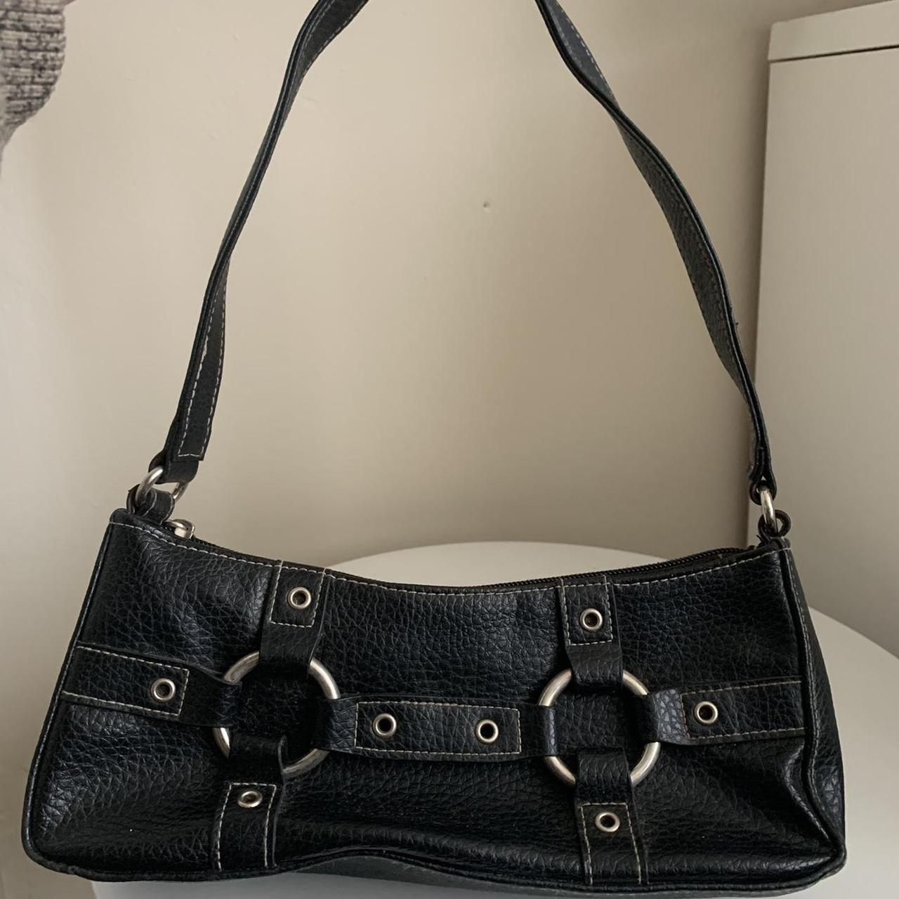 Gorgeous early 2000s handbag Black leather with... - Depop