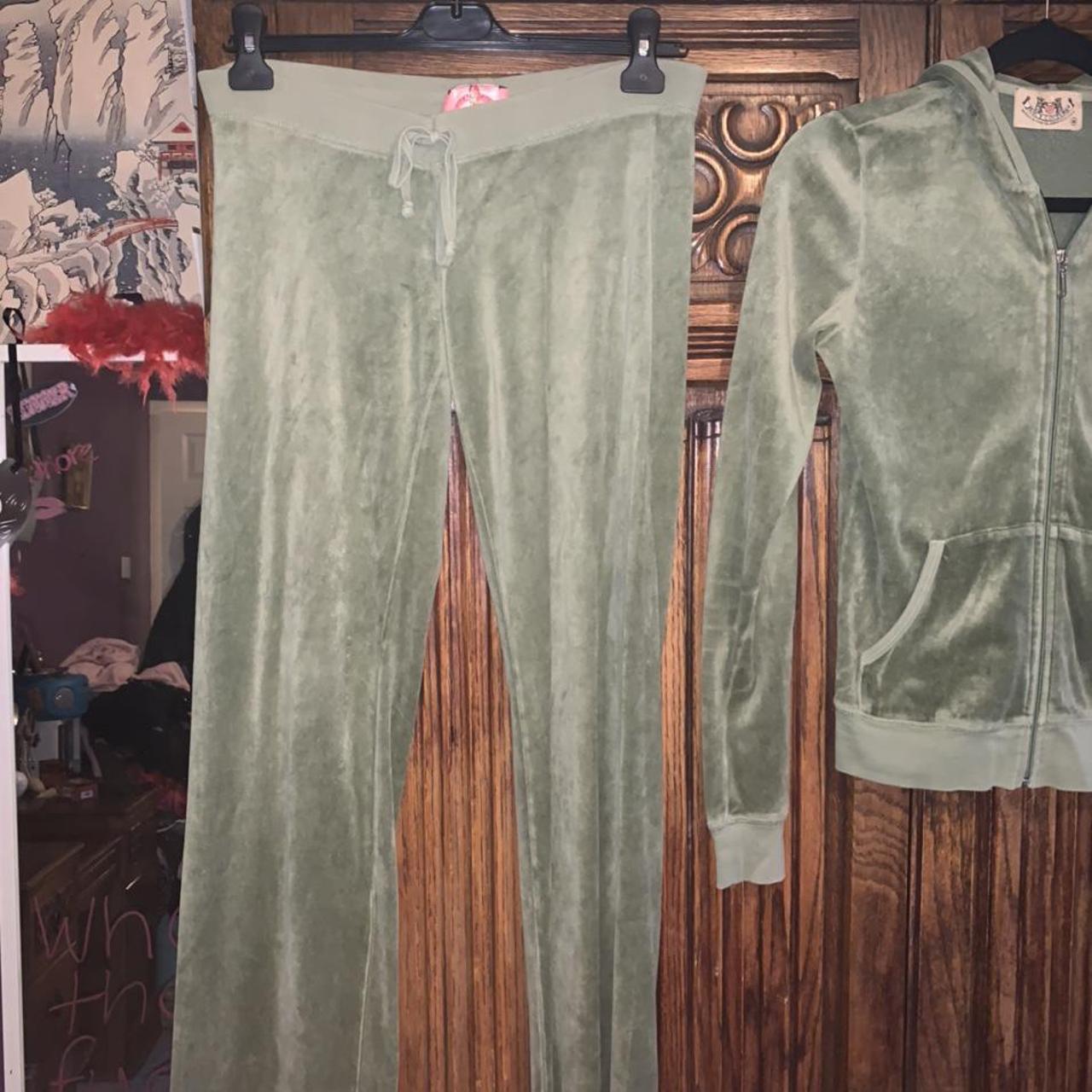 olive green juicy couture tracksuit . size medium... - Depop