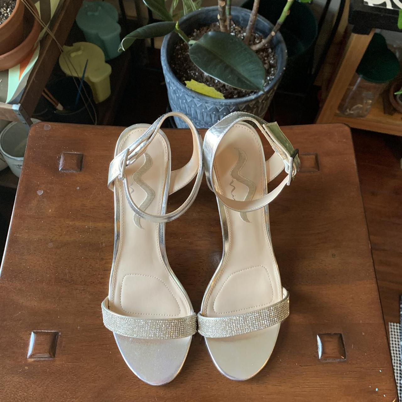 nina silver strappy heels