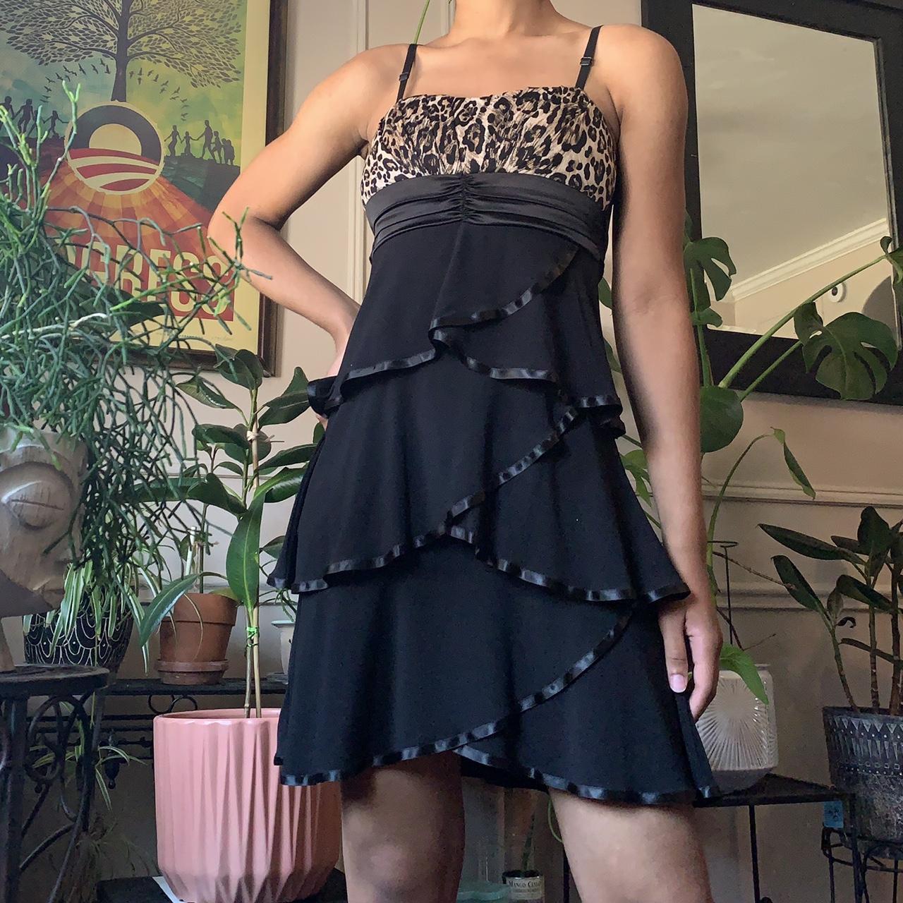 Product Image 1 - Black ruffled dress with cheetah