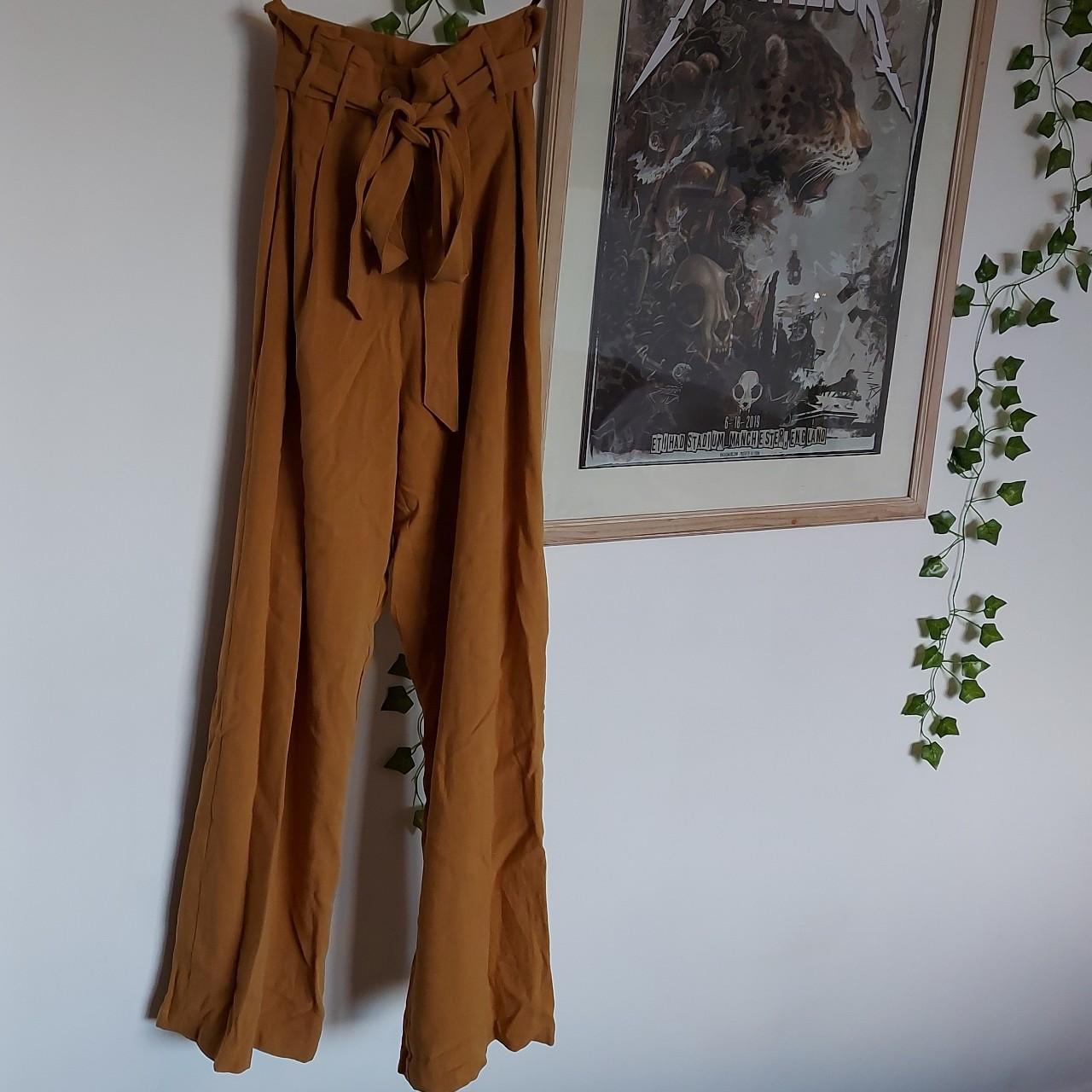 Primark Women's Gold and Cream Trousers Depop