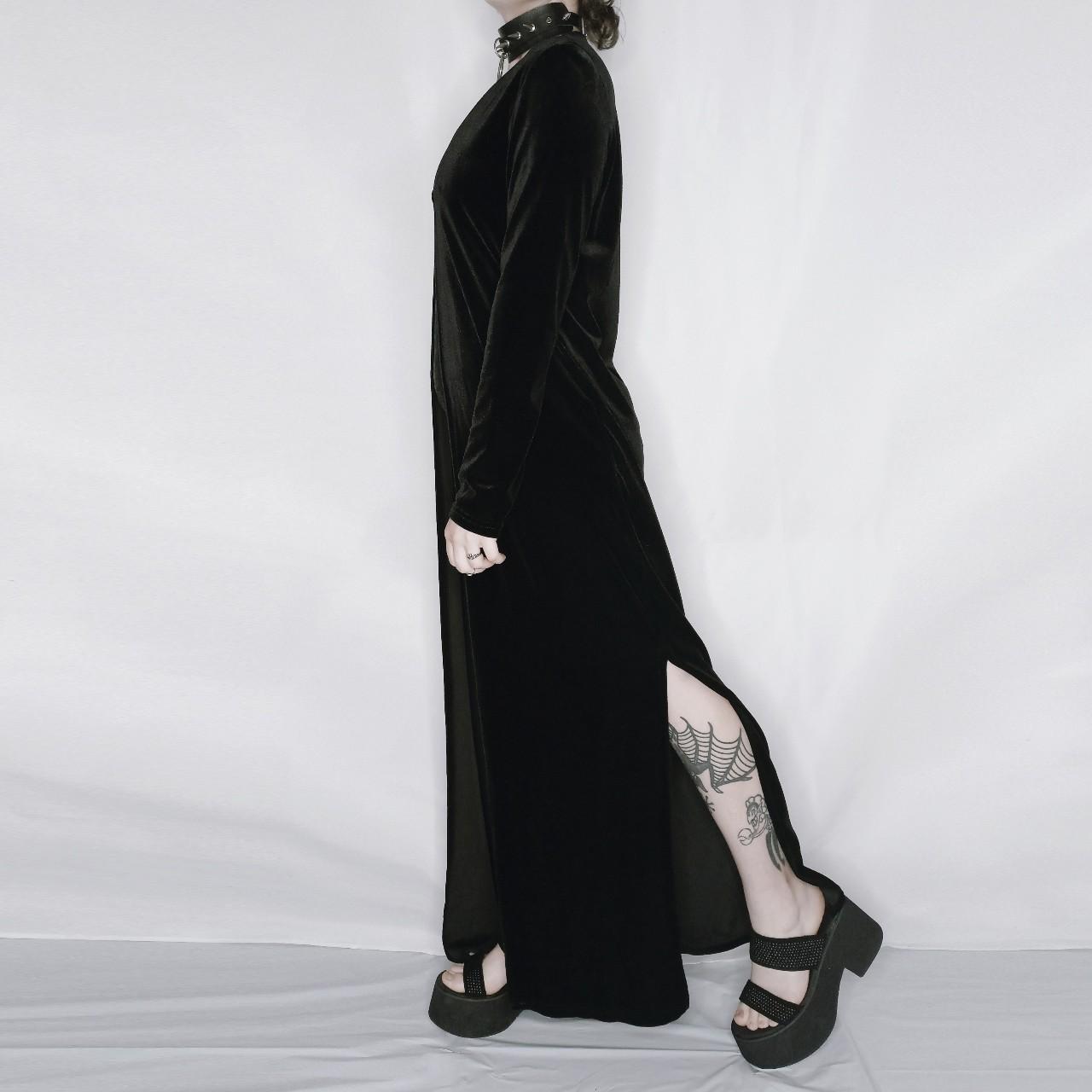 Vintage 90s goth staple black velvet long duster... Depop