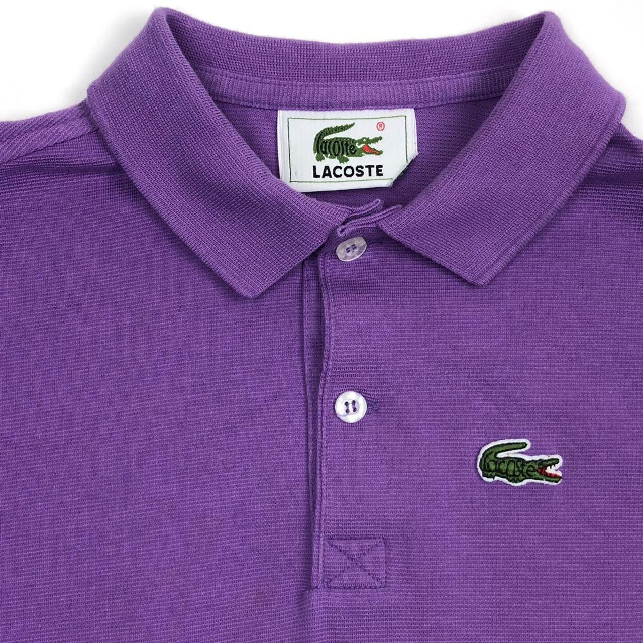 Lacoste polo shirt in purple. Classic button down... - Depop