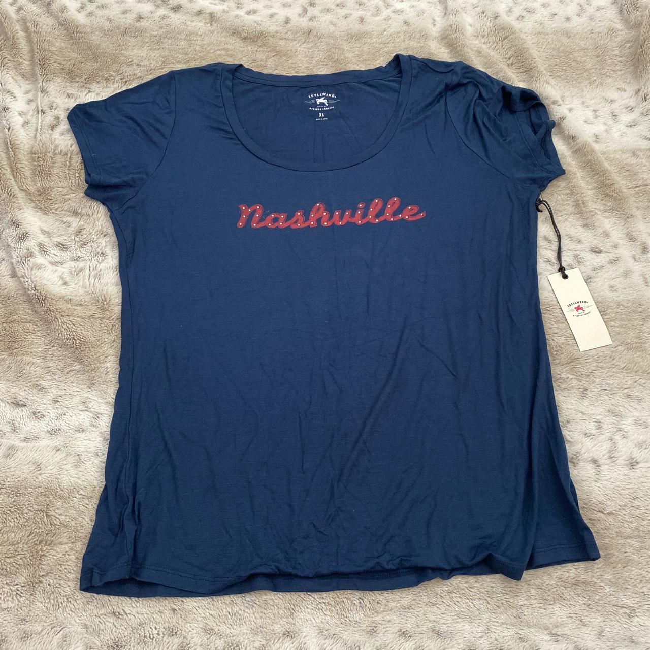 Dark Blue Short Sleeve Top With Red Nashville Depop