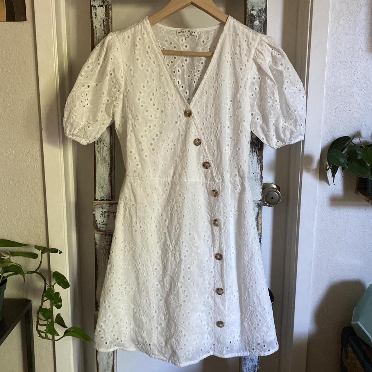 Moon River white puff sleeve button up sundres No... - Depop