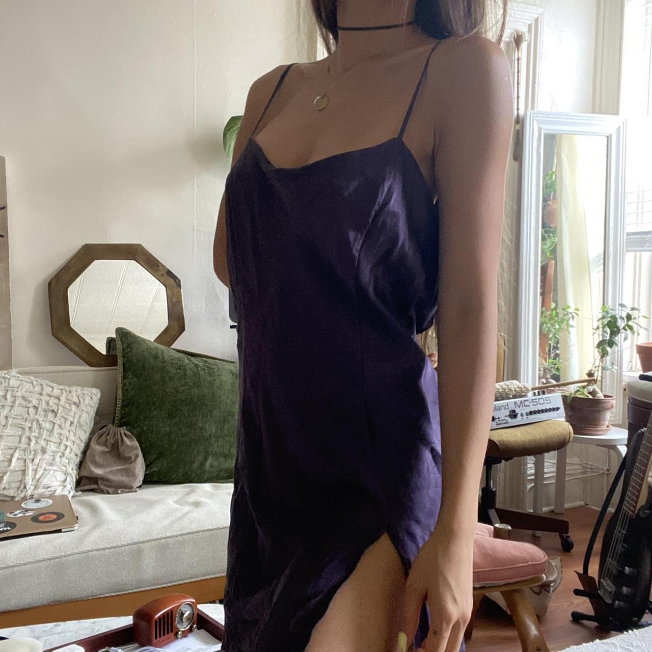 Vintage Victorias Secret Dark Purple 100 Silk Slip Depop