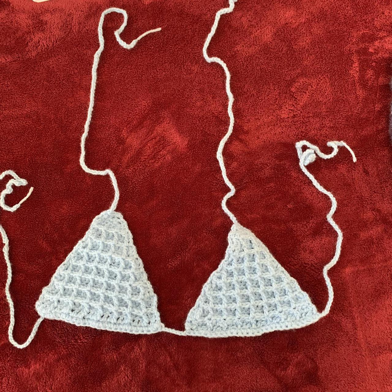 waffle pattern crochet bikini top handmade by me... - Depop