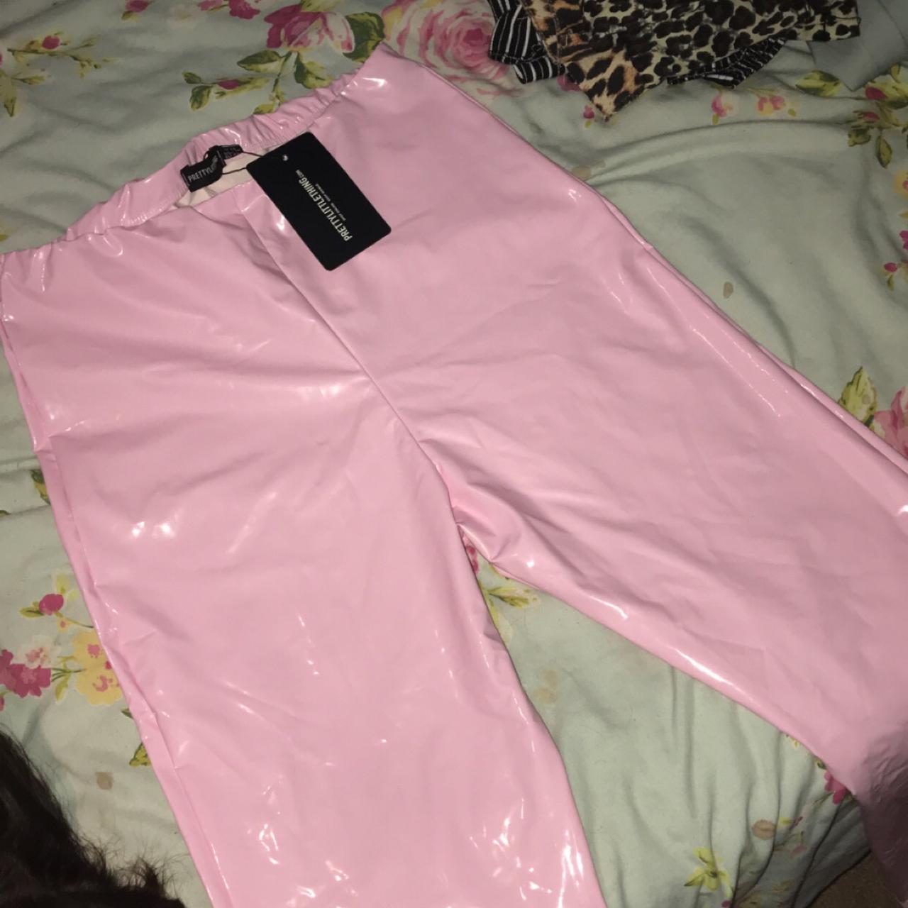 Baby pink vinyl leggings, never been worn