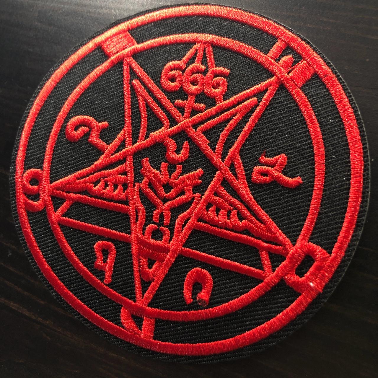 Baphomet pentagram patch, Embroidered, iron on Patch... - Depop