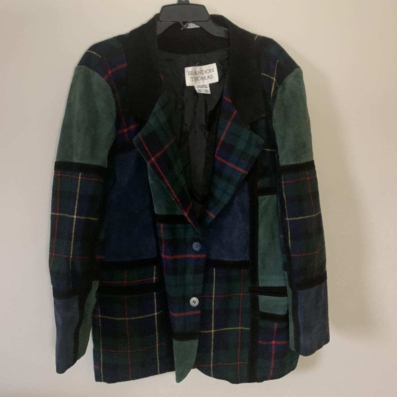 awesome vintage suede and plaid suit jacket by... - Depop