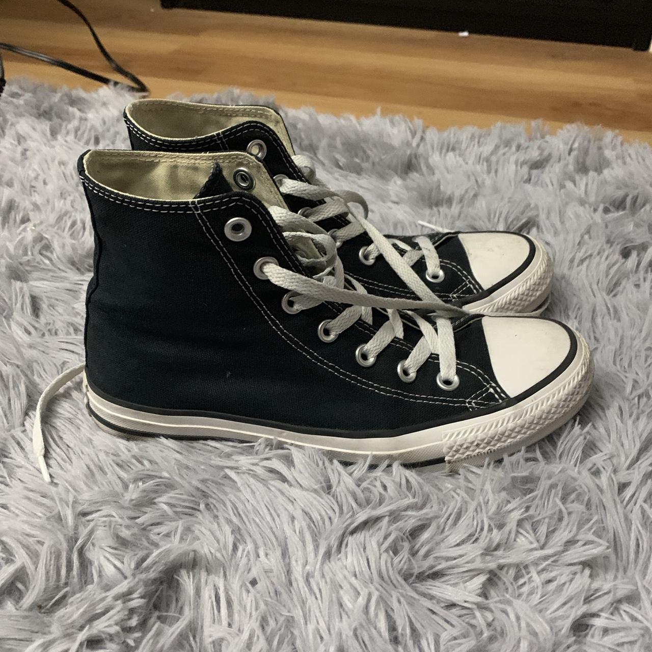 @converse, black and white high tops - Depop