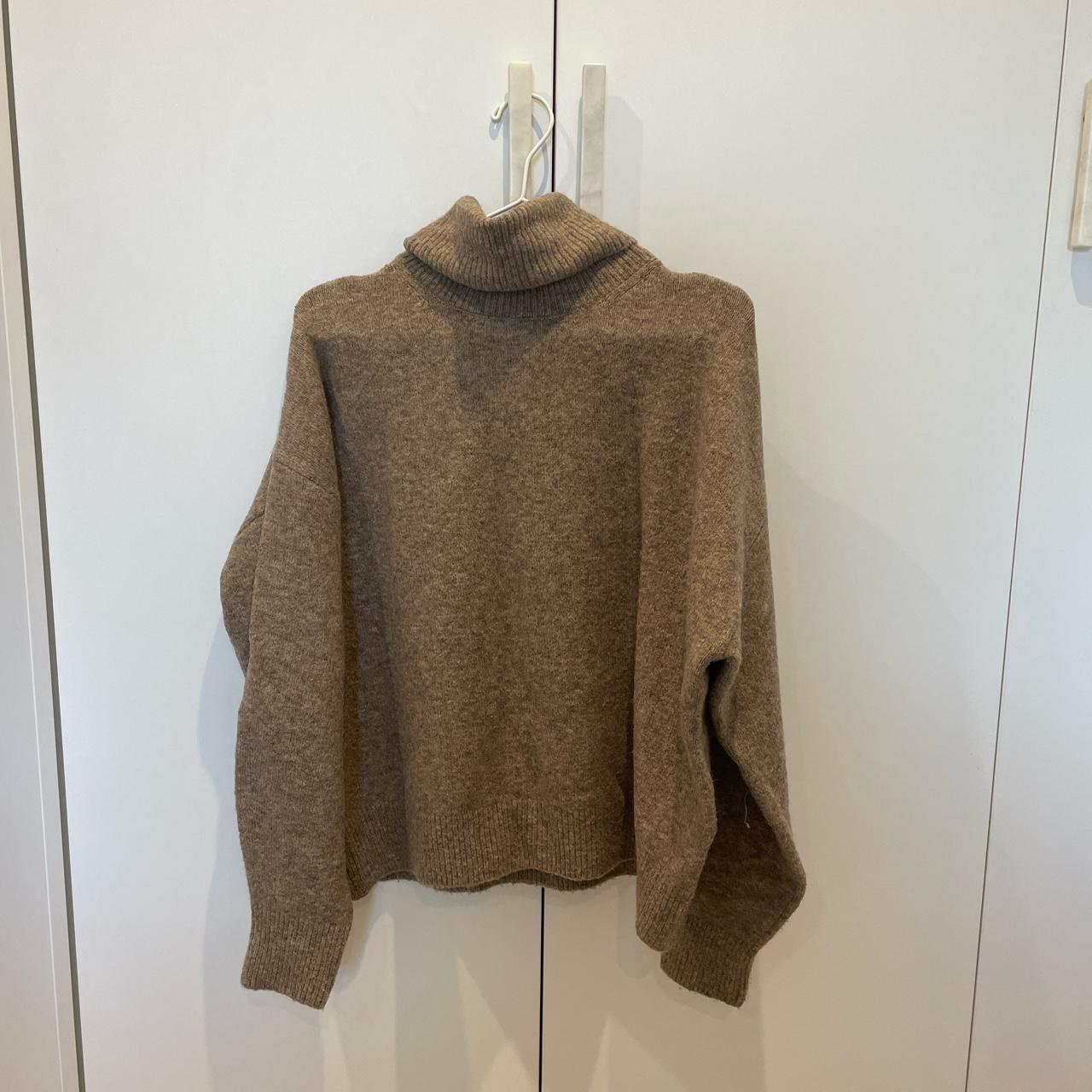 H&M mink light brown rollneck turtleneck jumper.... - Depop