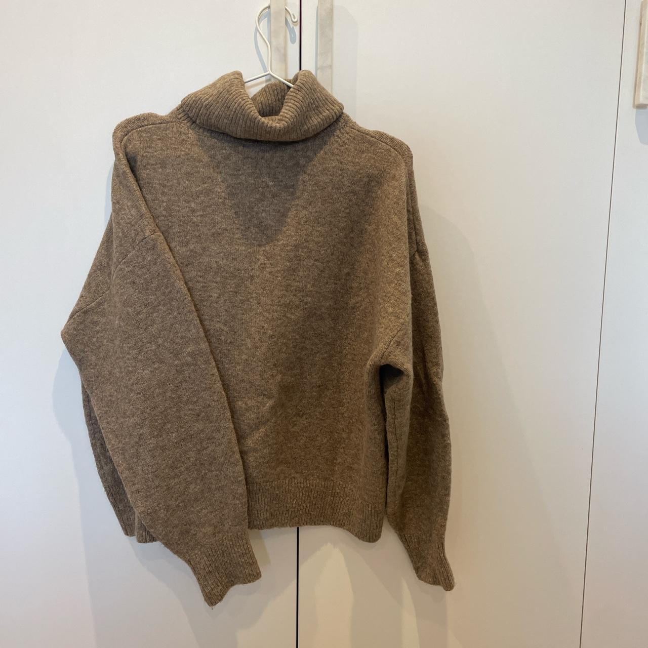 H&M mink light brown rollneck turtleneck jumper.... - Depop