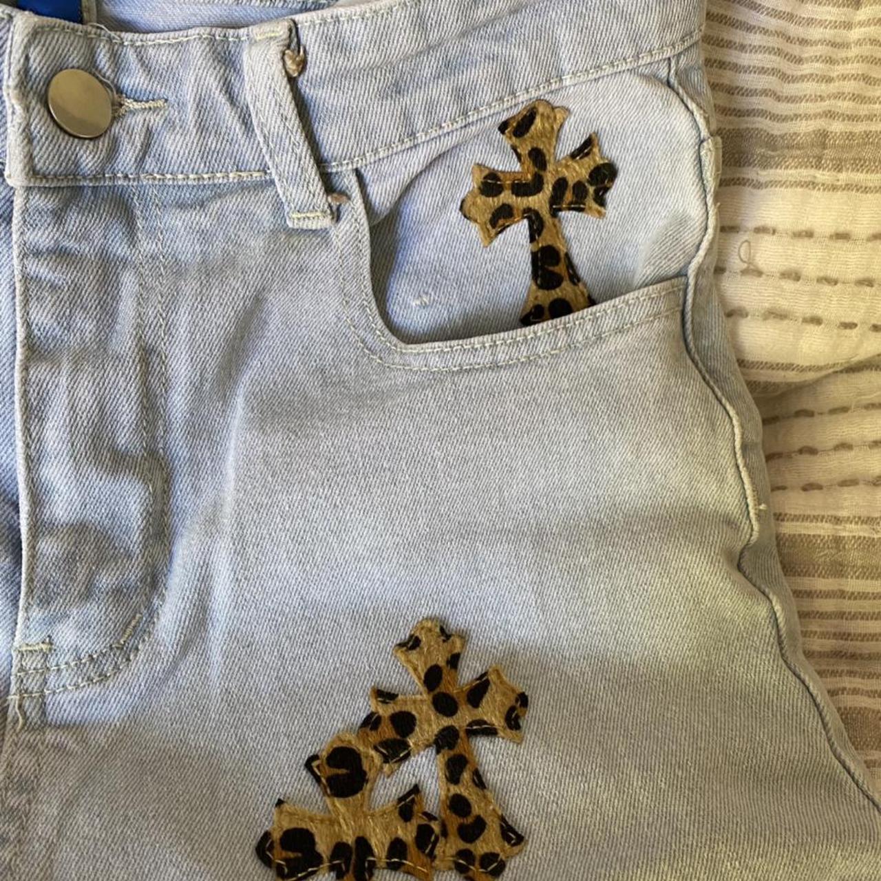 Chrome Hearts London Exclusive Jeans with Blue Leather Cross Patch
