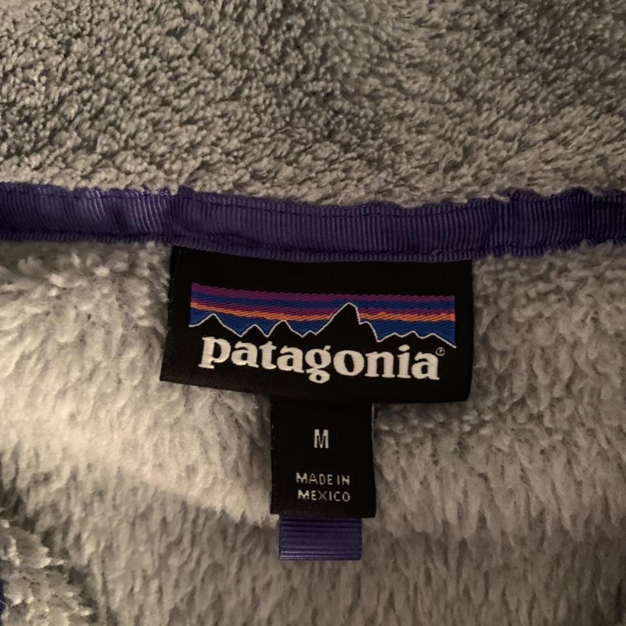 grey and navy patagonia quarter button with front... - Depop