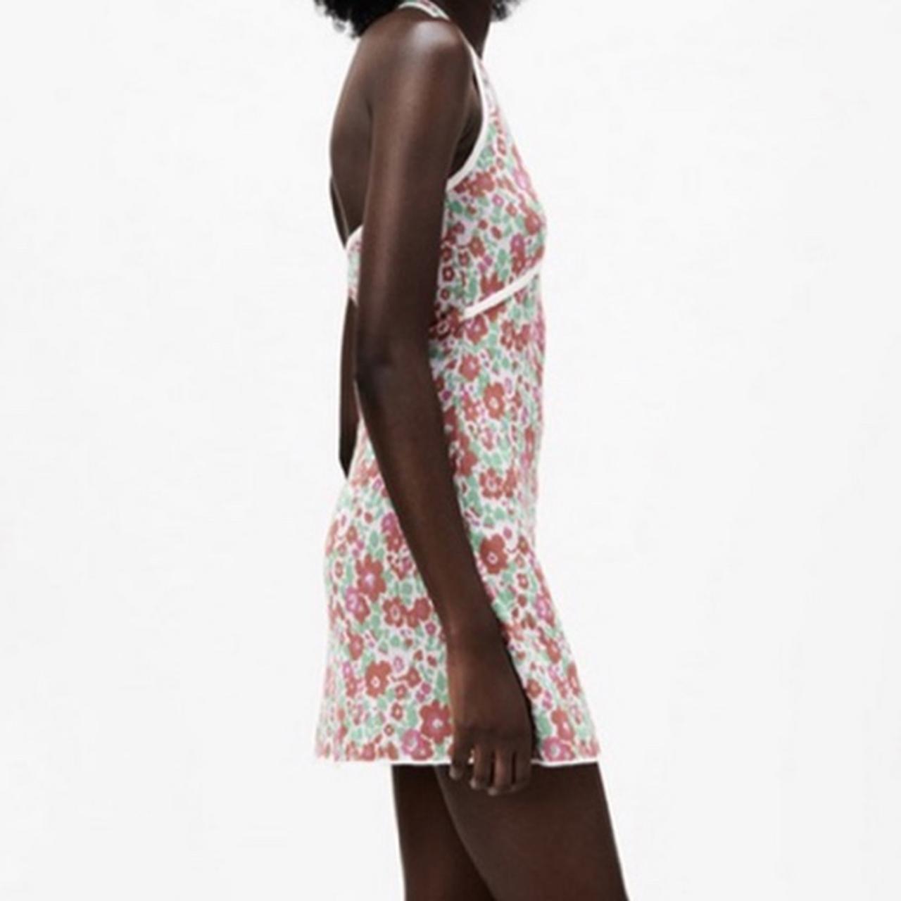 Zara Knit Halter Floral Dress NWOT Flaws... Depop