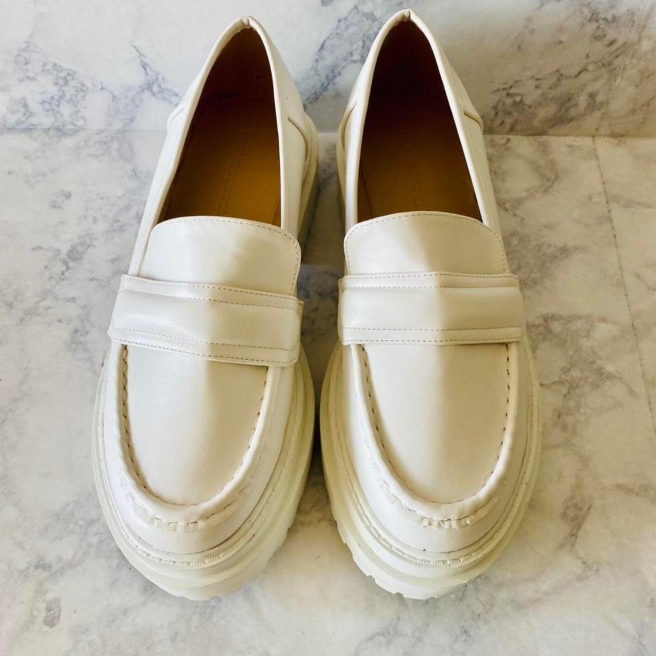 Princess Polly Women's White Loafers | Depop