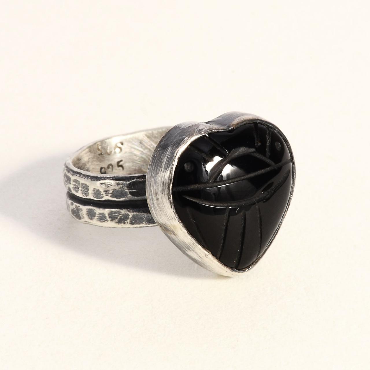 Product Image 1 - Sterling 925 Rustic Onyx Heart