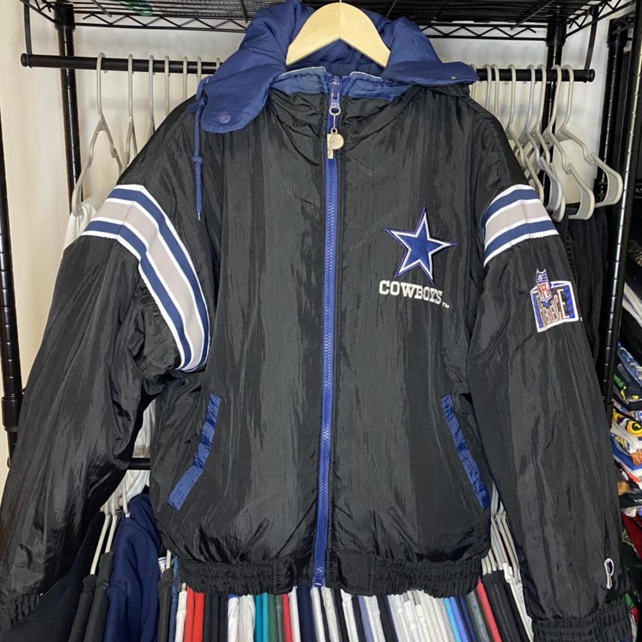 Mens Nfl Dallas Cowboys Vintage Jacket Blue Silver Gray Size Medium