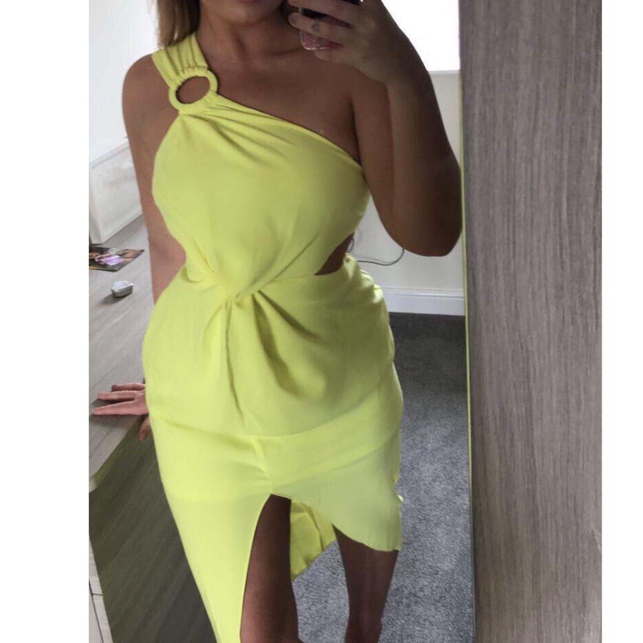 Neon lime ASOS DESIGN midi dress with one Depop