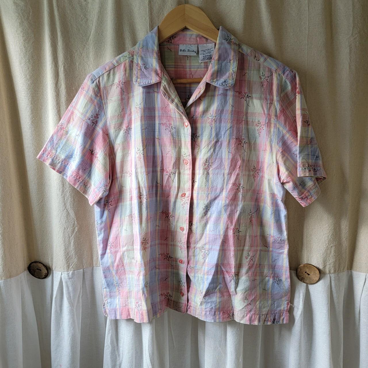 Women's Pink and Blue Blouse | Depop