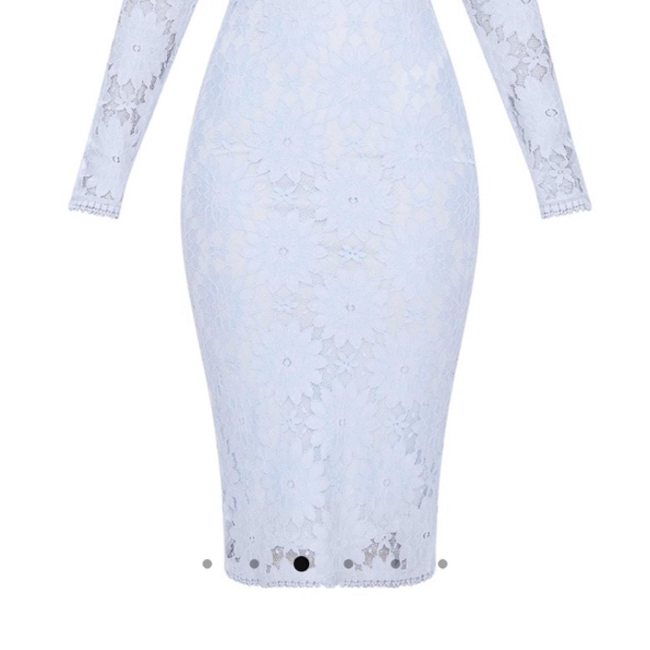 Dusty blue long cheap sleeve lace bodycon dress