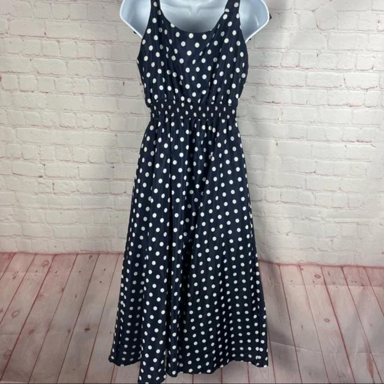 Women's White and Navy Dress | Depop