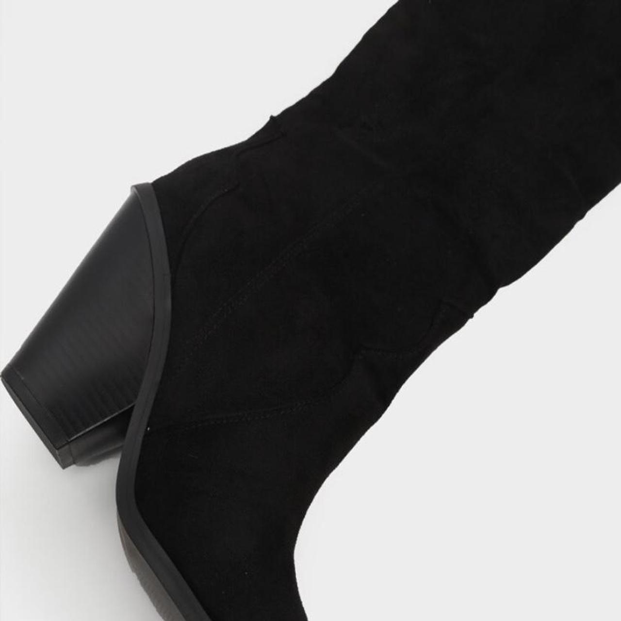 Pretty Little Thing Black Western Knee Boots Size... Depop