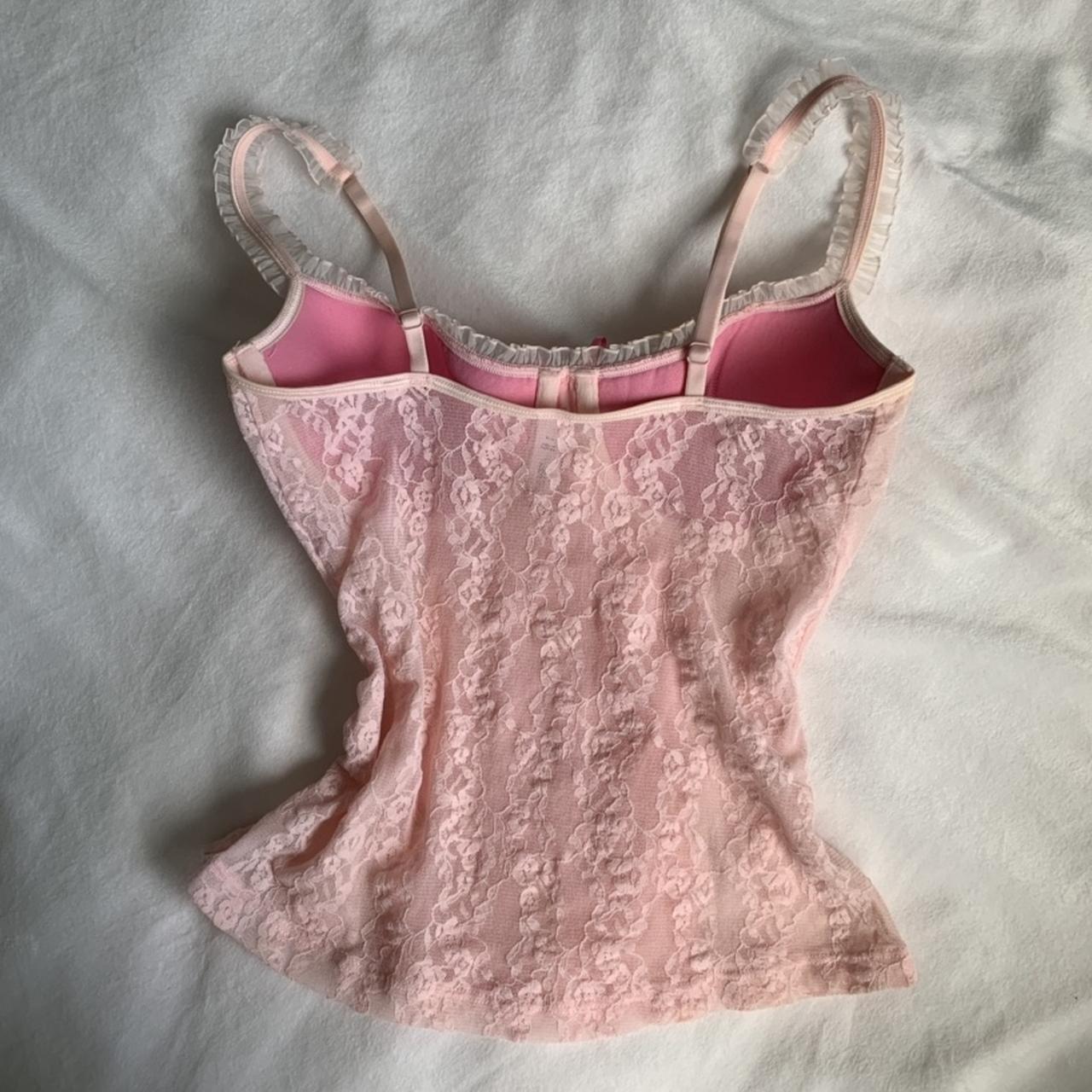 Y2K Victoria's Secret Sydney Carlson Baby Pink Lace - Depop