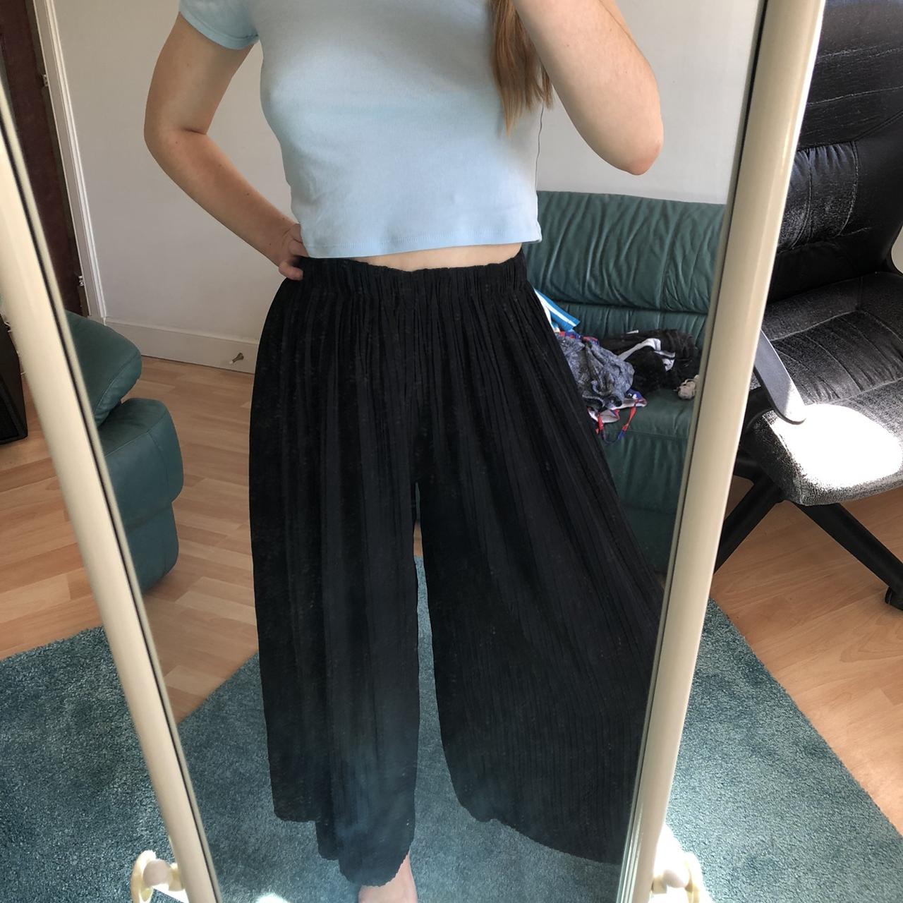 zara pleated culottes black